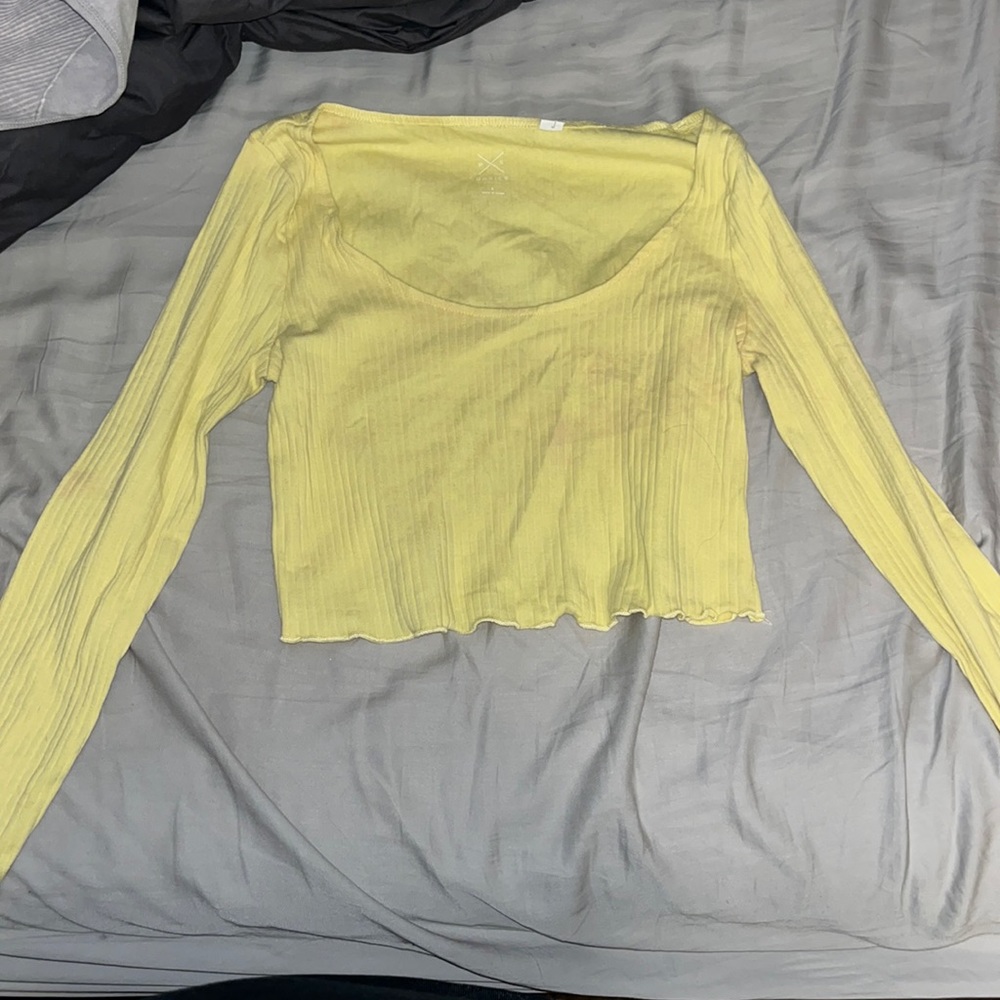PacSun Yellow Cropped Long Sleeve Top
